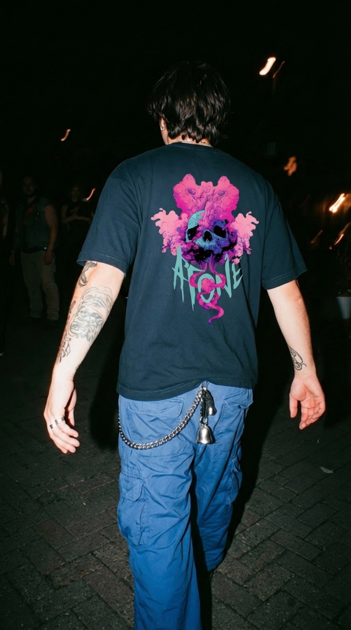 Black ATONE T-shirt — Pink Skull